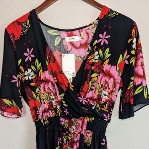 NWT Kormei Black Floral High-Low Dress